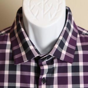 Mizzen+Main Men's purple, blue and white Trim Fit Leeward long sleeve shirt XL